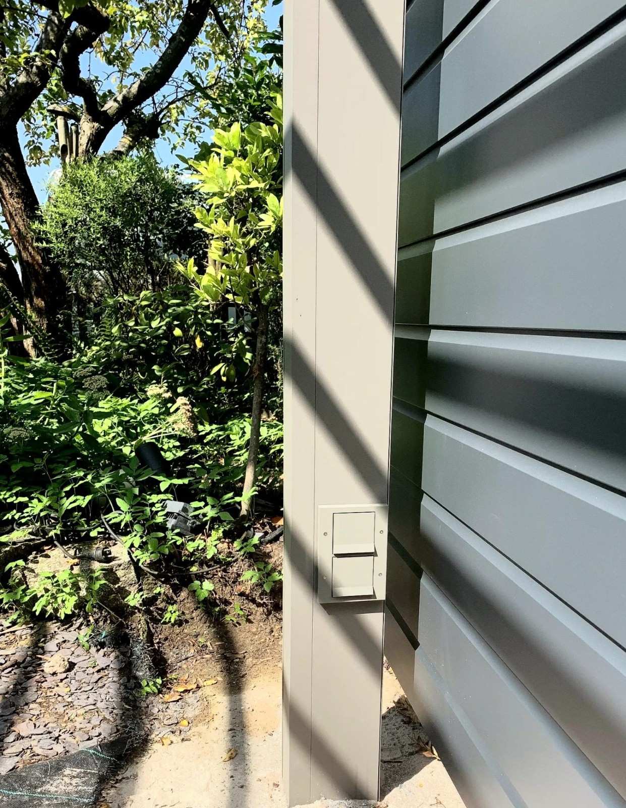 Wand mit Pflanzen im Hintergrund